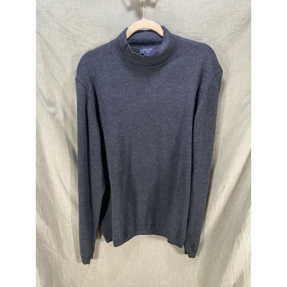 Brooks‎ 346 Sweater Adult Large Gray Long Sleeve Mock Pullover Mens.